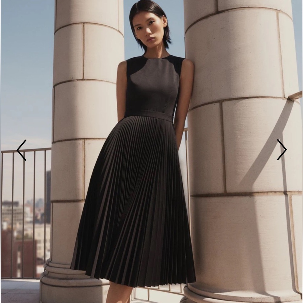 NWT Theory Pleated Midi Dress in Sleek Poplin